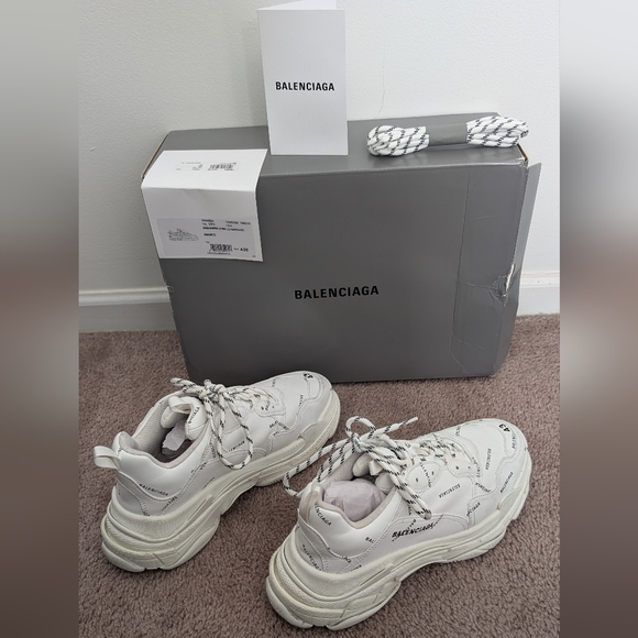 Balenciaga Vitello Nappato Sneakers White sz 43 / US men's 10 - Picture 4 of 8